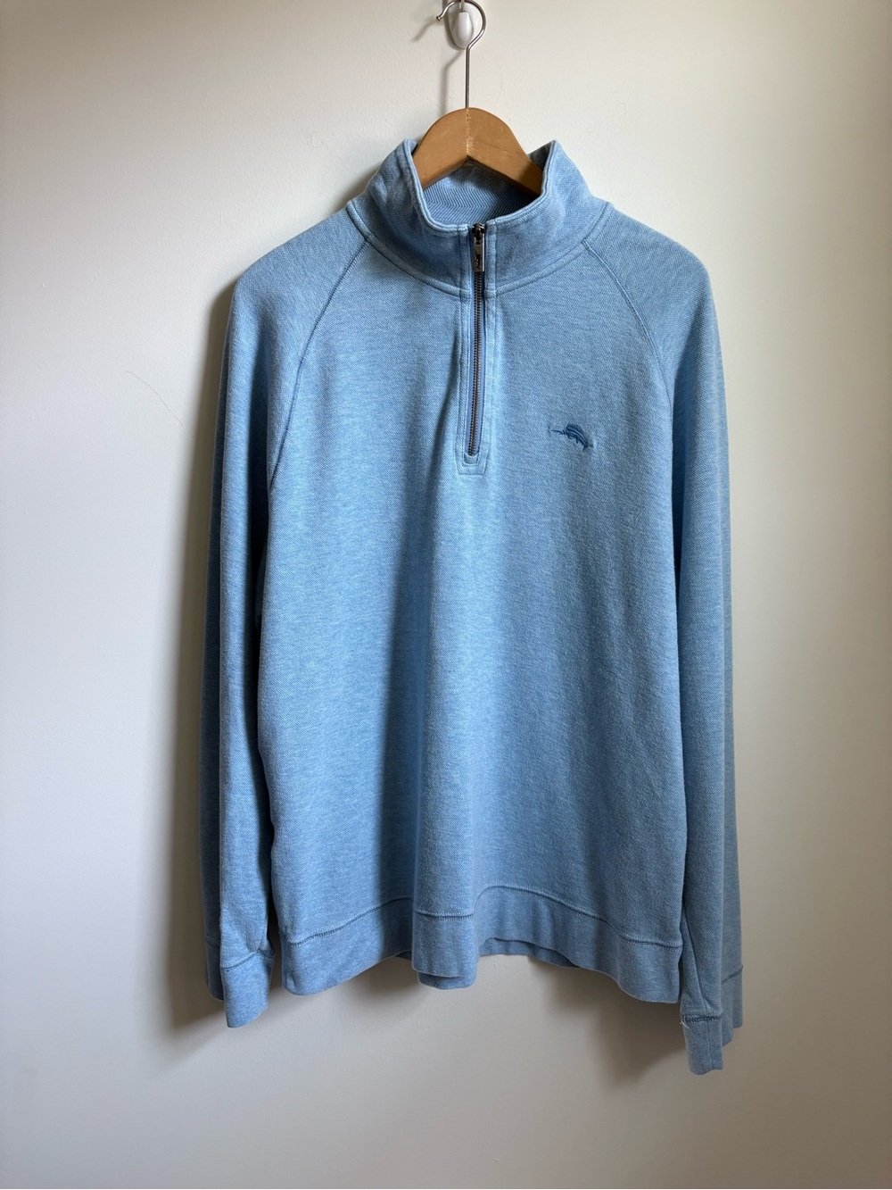 Tommy Bahama North Port 1/2 Zip Pullover Light Blue Cotton Tencel Large - Picture 2 of 13